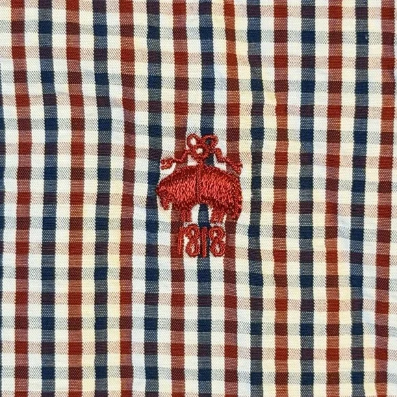 Brooks Brothers Seersucker Men's L Gingham Red Blue Check Short Sleeve Button Up - Picture 6 of 8